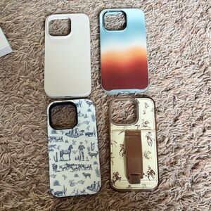 iPhone 14 Pro Case Set - White, Gradient, Blue Pattern, Brown Print